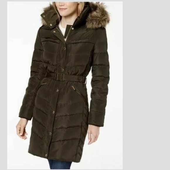 NWT Michael Kors MK Dark Moss Green puffer jacket - Picture 1 of 4